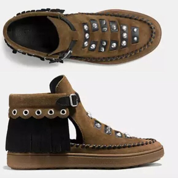 Coach Brown and Black Hybrid Sneakers with Moccasin Stitching - Picture 2 of 16